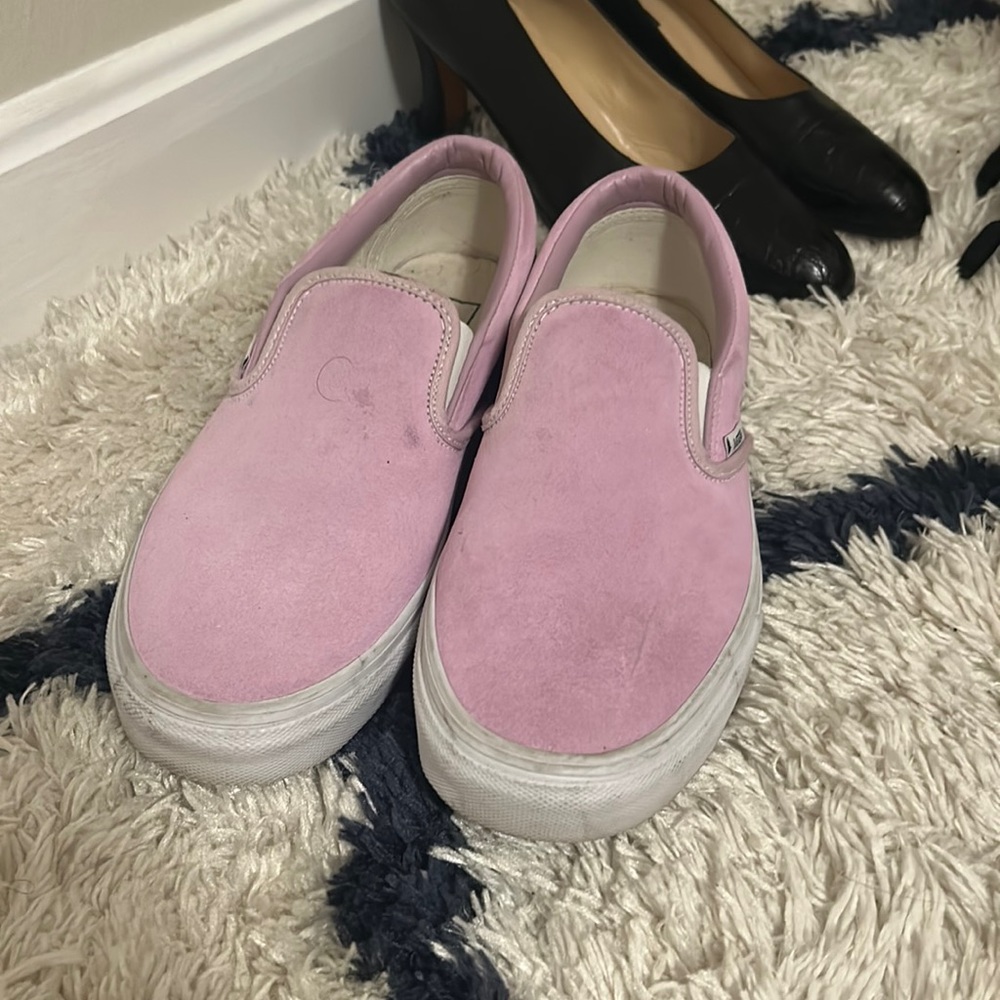 Vans pink slip ons barley used a little dirt but in really good condition